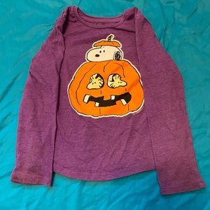 Halloween Peanuts Snoopy Woodstock 4T long sleeve t-shirt glow in the dark!